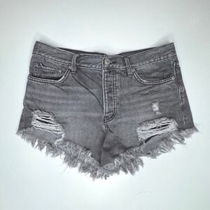 WE THE FREE Loving Good Vibrations Denim Shorts‎ 27 Distressed Gray Faded Black